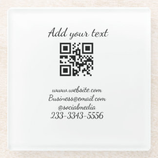 シンプルQRコーカスタムド名の追加文字クラシック ガラスコースター