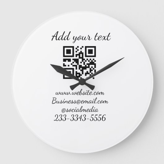 シンプルQRコーカスタムド名の追加文字クラシック ラージ壁時計 (正面)