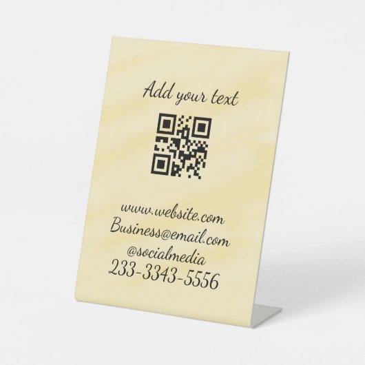 シンプルQRコーカスタムド名の追加文字クラシック 台座サイン (正面)