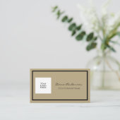 シンプルQRコークラシックドブラックとタンビジネスカード 名刺 (スタンド正面)