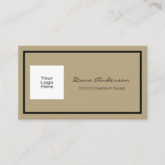 シンプルQRコークラシックドブラックとタンビジネスカード 名刺 (正面)