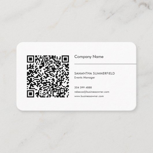 シンプルQRコードと会社のロゴ 名刺 (正面)
