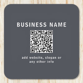 シンプルQRコードのテンプレート | ダークグレー スクエアペーパーコースター
