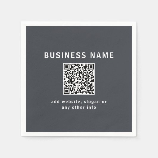 シンプルQRコードのテンプレート | ダークグレー スタンダードカクテルナプキン (正面)