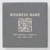 シンプルQRコードのテンプレート | ダークグレー ストーンコースター (正面)