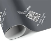 シンプルQRコードのテンプレート | ダークグレー ラッピングペーパー (ロールコーナー)