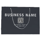 シンプルQRコードのテンプレート | ダークグレー ラージペーパーバッグ (裏面)