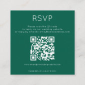 シンプルQRコードエメラルドウェディングRSVP エンクロージャーカード (正面)