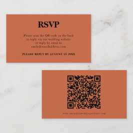 シンプルQRコードテラコッタウェディングRSVP エンクロージャーカード