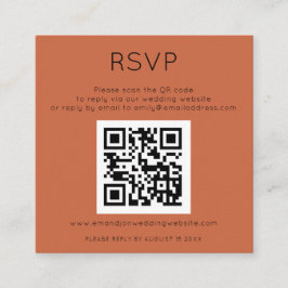 シンプルQRコードテラコッタウェディングRSVP エンクロージャーカード