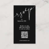 シンプルQRコードブラック結婚ズ エンクロージャーカード (正面)