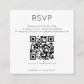 シンプルQRコード白黒結婚式RSVP エンクロージャーカード (正面)