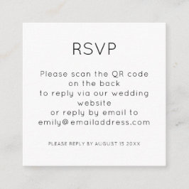 シンプルQRコード白黒結婚式RSVP エンクロージャーカード