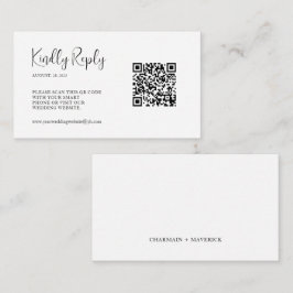 シンプルQRコード結婚式RSVP エンクロージャーカード
