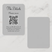 シンプルQRコーモダンドを使用した結婚詳細グレーのアルゴリズム エンクロージャーカード (正面/裏面)