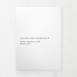 シンプルQRコーモダンドフォトエレガントな結婚式 三つ折り招待状