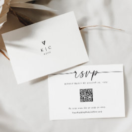 シンプルQRコーモダンド結婚ハートRSVPカード 出欠カード