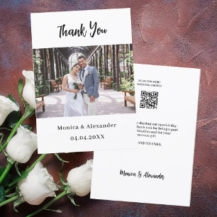 シンプルQRコー結婚ドの写真サンキューカード 招待状