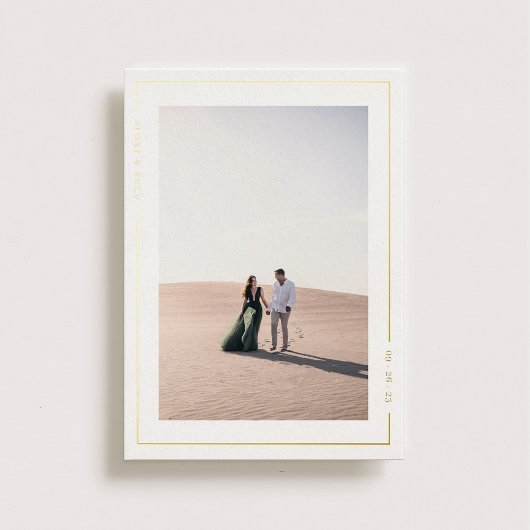 シンプルRadiance Wedding Save the Date金ゴールド 箔招待状