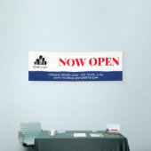 シンプルRed Blue Whiteロゴを開く 横断幕 (トレードショー)