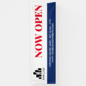 シンプルRed Blue Whiteロゴを開く 横断幕 (縦)