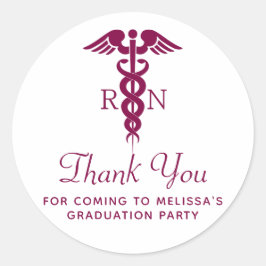 シンプルRed Caduceus RN大学院生ありがとう ラウンドシール