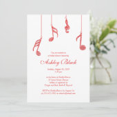 シンプルRed Music Notes Bridal Shower Invitation 招待状 (スタンド正面)