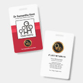 シンプルRed Shade列写真医療スタッフID バッジ (正面＆裏面)