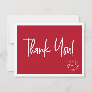 シンプルRed White Company Logo Social Thank You サンキューカード
