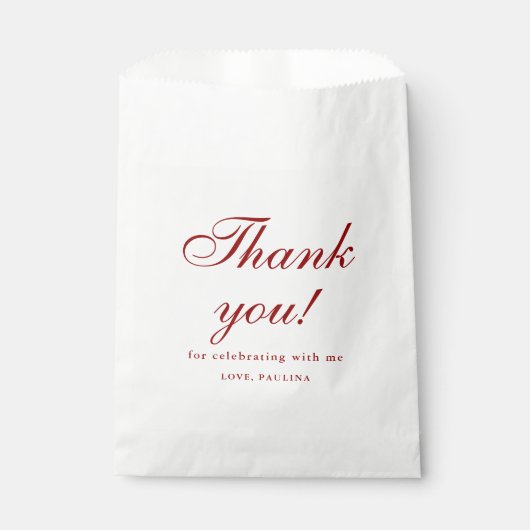 シンプルRed White Thank You Script フェイバーバッグ (正面)