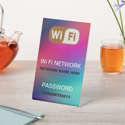 シンプルReminalist Rainbow Wifiネットワークパスワード 台座サイン (インサイチュ)