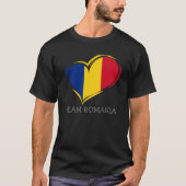 シンプルROMANIAフモダンァン応援国旗のチーム名 Tシャツ (正面)