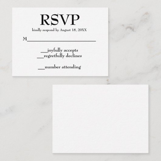 シンプルRSVPのエンク結婚ロージャカード エンクロージャーカード (正面/裏面)