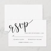 シンプルRSVPエレガントスクリプ結婚ト 出欠カード (正面/裏面)