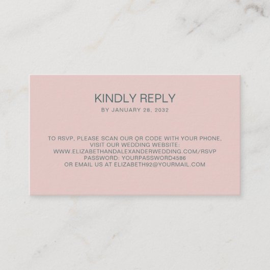 シンプルRSVPミニマルオンラインQRコード エンクロージャーカード (正面)