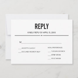 シンプルRSVP返信の結婚テンプレートカスタムカード 招待状