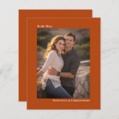 シンプルRust Orange BUDGET結婚の写真招待状 (正面/裏面)