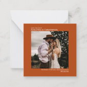 シンプルRust Orange Wedding Save the Date Photo ノートカード (正面)
