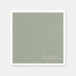 シンプルSageスクリプト名の結婚カクテル スタンダードカクテルナプキン