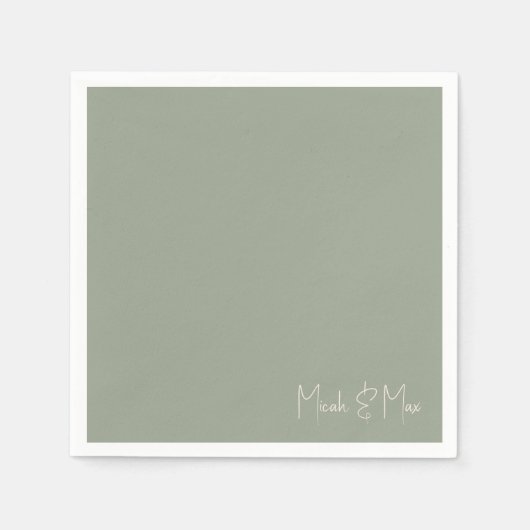 シンプルSageスクリプト名の結婚カクテル スタンダードカクテルナプキン (正面)