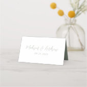 シンプルSage Greenスクリプ結婚ト プレイスカード (裏面)