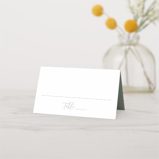 シンプルSage Greenスクリプ結婚ト プレイスカード (正面)