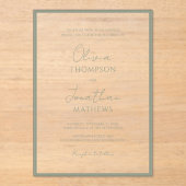 シンプルSage Greenス縁どペッ結婚ト アクリル招待状 (正面)