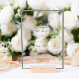 シンプルSage Greenス縁どペッ結婚ト アクリル招待状