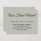 シンプルSage Green住所の変更を移動 エンクロージャーカード (正面/裏面)