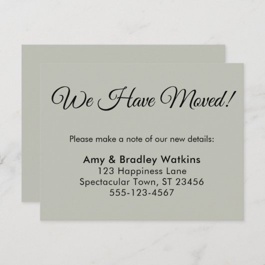 シンプルSage Green住所の変更を移動 エンクロージャーカード