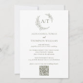 シンプルSage Green写真QRコードRSVP結婚's 招待状 (正面)