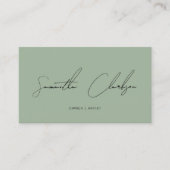 シンプルSage Green手書きスクリプトQRコード 名刺 (正面)