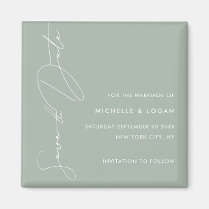 シンプルSage Green手書きモダンスクリプト マグネット