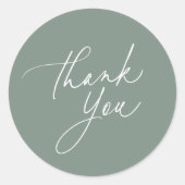 シンプルSage Green書道スクリプトありがとう ラウンドシール (正面)